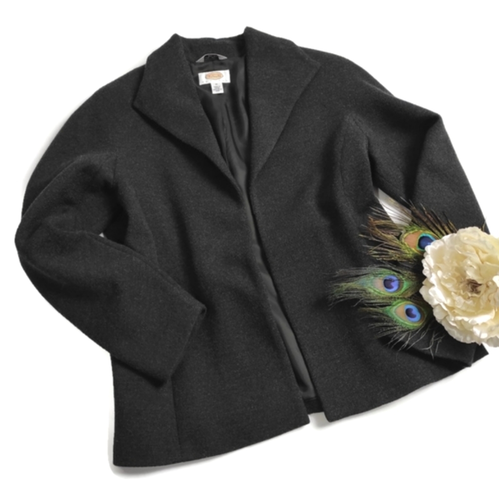 Talbots Merino Wool Open Front Blazer Collared Ca… - image 1